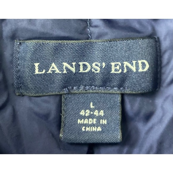 Lands' End Women's Large Navy Blue Down Puffer Vest Snap Front Quilted - Picture 3 of 10
